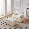 Fauteuil de canapé convertible compressé avec pouf, tissu moderne en velours côtelé