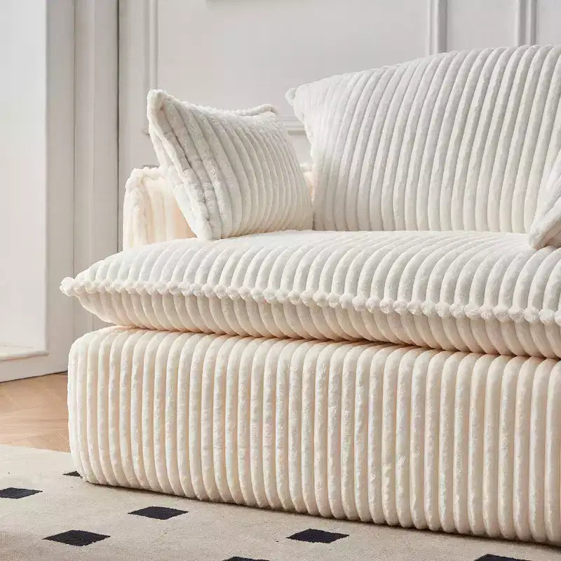 Fauteuil de canapé convertible compressé avec pouf, tissu moderne en velours côtelé