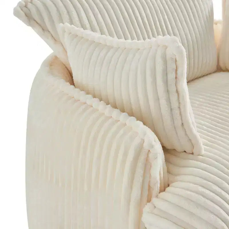 Fauteuil de canapé convertible compressé avec pouf, tissu moderne en velours côtelé