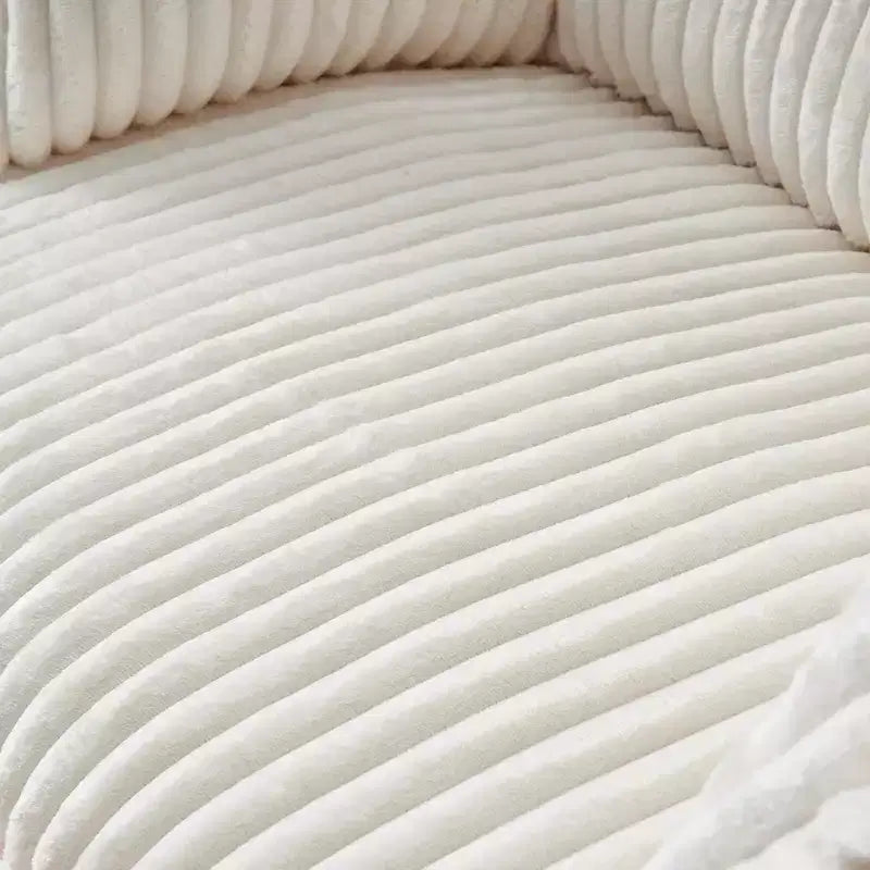 Fauteuil de canapé convertible compressé avec pouf, tissu moderne en velours côtelé
