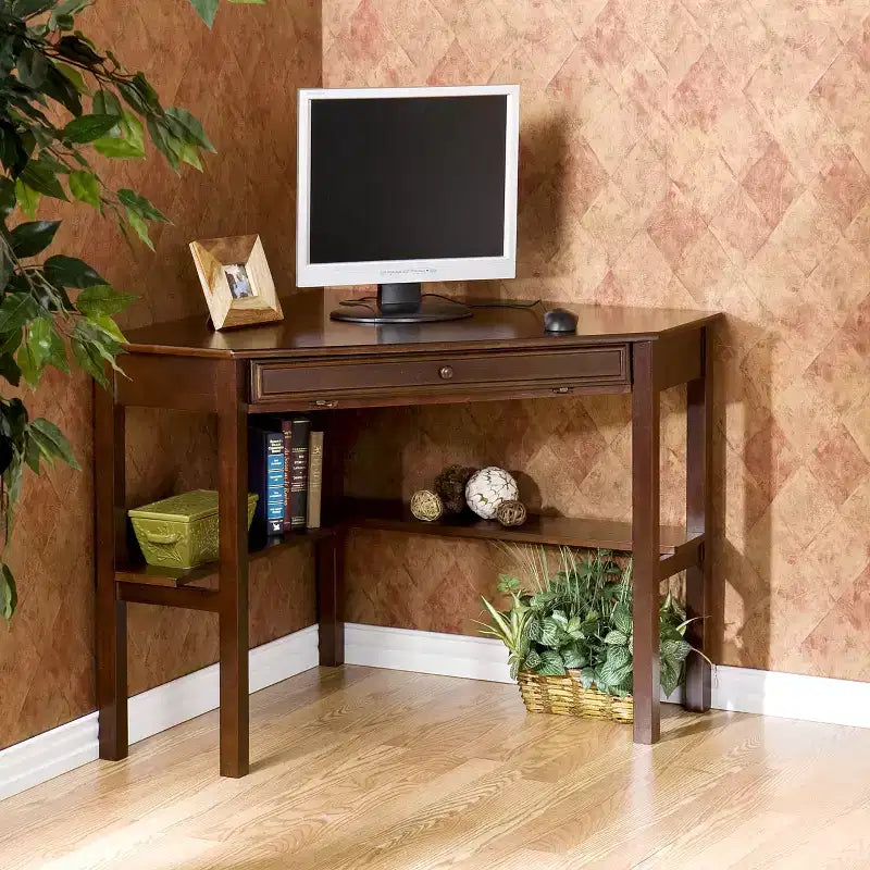 Bureau d'angle pour ordinateur - Marron