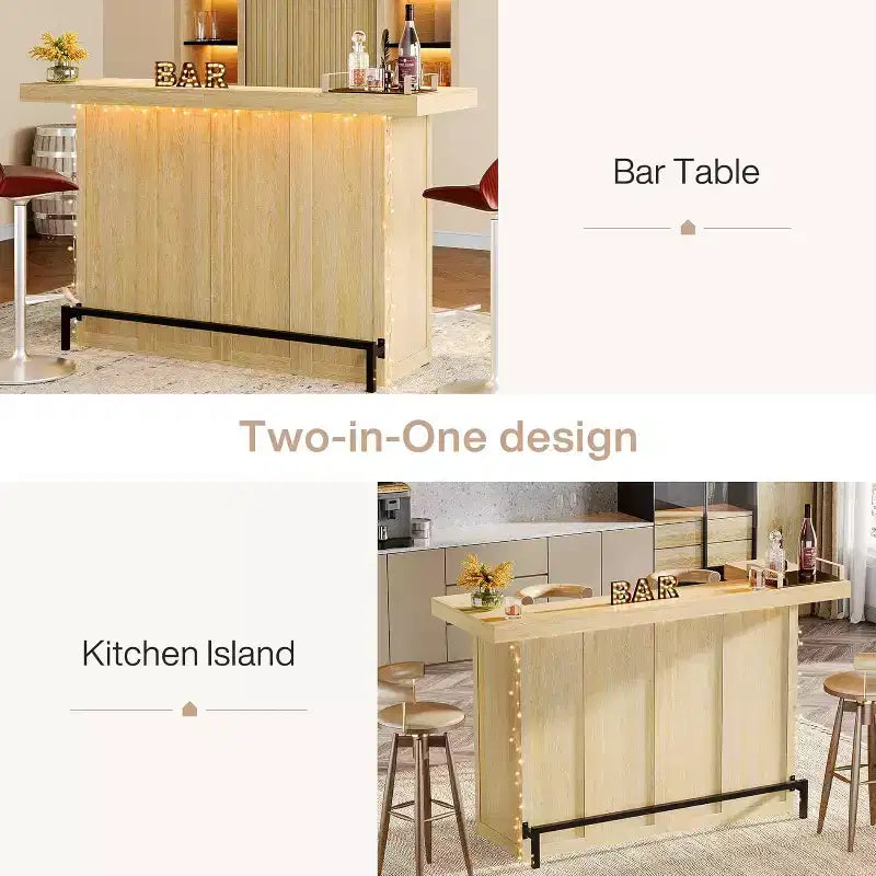 Table de bar moderne Lantine de 70,9 pouces à 4 niveaux, meuble de bar à domicile avec porte-verres et repose-pieds noir