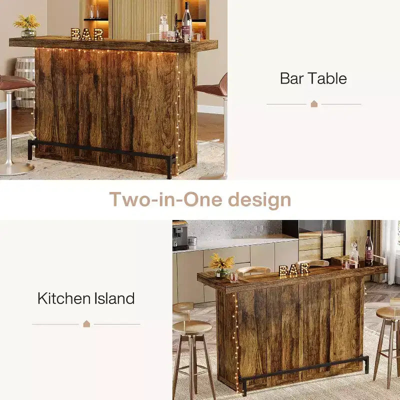 Table de bar moderne Lantine de 70,9 pouces à 4 niveaux, meuble de bar à domicile avec porte-verres et repose-pieds noir