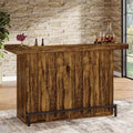 Table de bar moderne Lantine de 70,9 pouces à 4 niveaux, meuble de bar à domicile avec porte-verres et repose-pieds noir