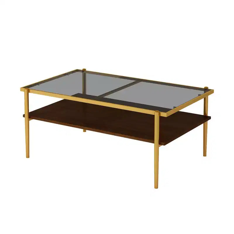 Table basse rectangulaire avec plateau en verre trempé gris et pieds blancs, table moderne pour le salon