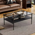 Table basse rectangulaire avec plateau en verre trempé gris et pieds blancs, table moderne pour le salon