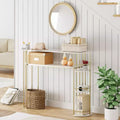 TROPOW 43.5 Console Table Gold Sofa Tables Narrow Entryway Table with Storage and Shelves, Behind Couch Hallway Table Modern Furniture for Bedroom