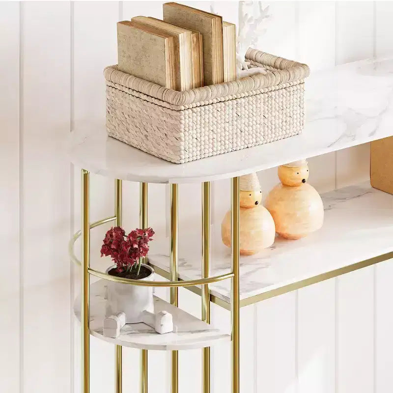 43.5 Console d'entrée étroite avec rangements et étagères, Table de couloir derrière le canapé Meuble moderne pour chambre