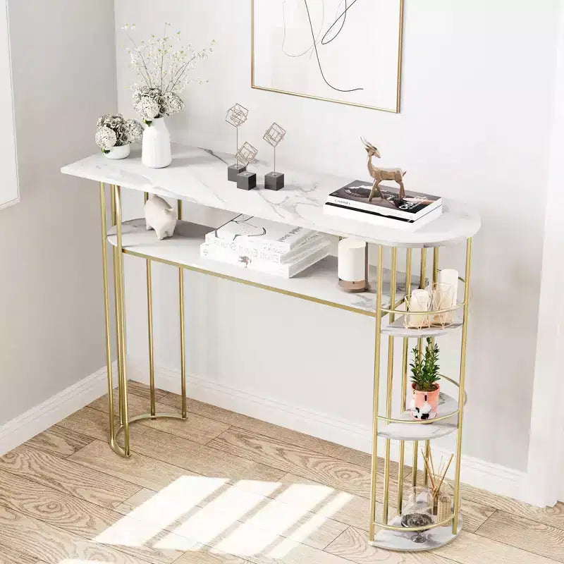 43.5 Console d'entrée étroite avec rangements et étagères, Table de couloir derrière le canapé Meuble moderne pour chambre