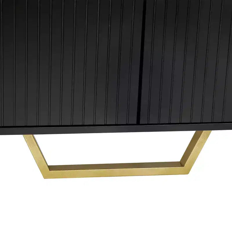 Bahut commode avec 4 portes, poignées métalliques et étagères réglables pour salle à manger, casiers
