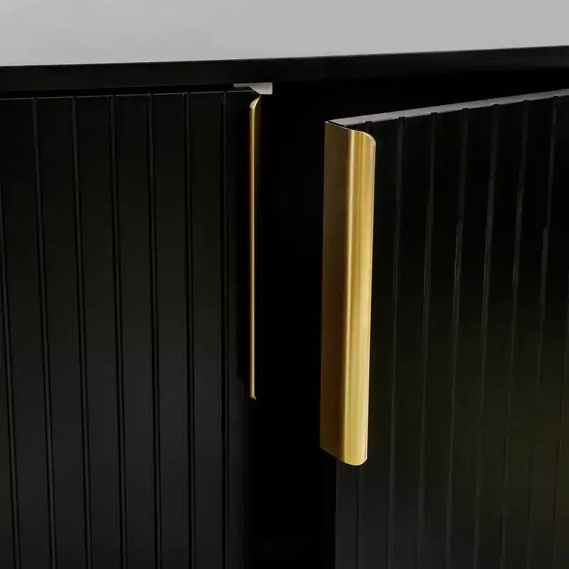 Bahut commode avec 4 portes, poignées métalliques et étagères réglables pour salle à manger, casiers