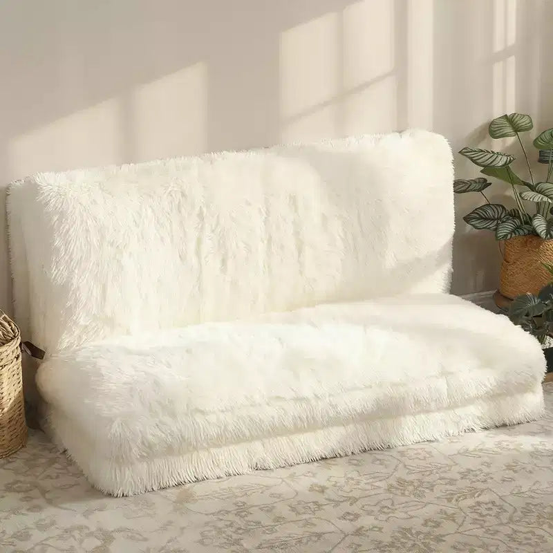Pouf-lit contemporain en forme de haricot, matelas de sol pliable large et moelleux, canapé-lit mural garni de mousse