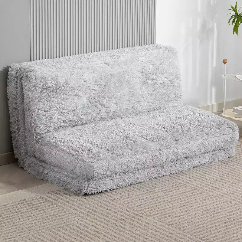Pouf-lit contemporain en forme de haricot, matelas de sol pliable large et moelleux, canapé-lit mural garni de mousse
