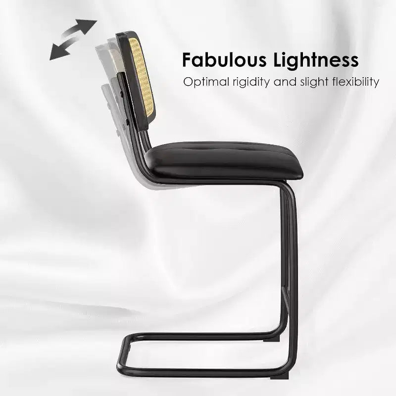 Tabourets de bar noirs rembourrés en cuir PU avec dossier en rotin, hauteur comptoir, 76 cm, sans accoudoirs, pour îlot de cuisine
