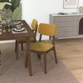Chaises de salle à manger en velours jaune foncé Pieds en bois massif, assise et dossier rembourrés, chaises d'appoint sans accoudoirs pour cuisine, salle à manger ou salon