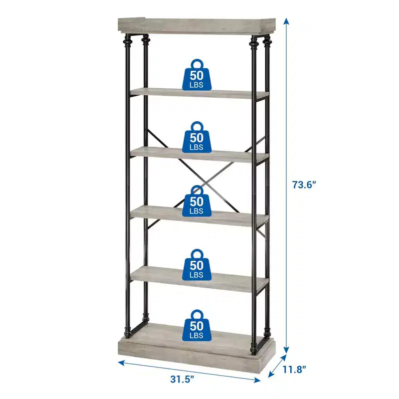 Étagère de rangement à 5 niveaux, étagère de rangement à cadre métallique, étagère autoportante, étagère ouverte pour chambre, salon, bureau à domicile