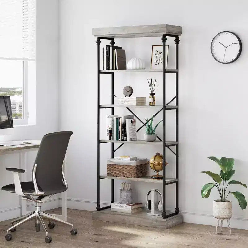 Étagère de rangement à 5 niveaux, étagère de rangement à cadre métallique, étagère autoportante, étagère ouverte pour chambre, salon, bureau à domicile