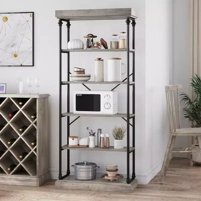 Étagère de rangement à 5 niveaux, étagère de rangement à cadre métallique, étagère autoportante, étagère ouverte pour chambre, salon, bureau à domicile