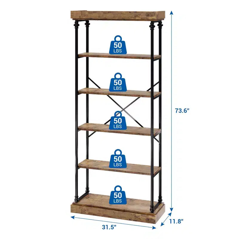 Étagère de rangement à 5 niveaux, étagère de rangement à cadre métallique, étagère autoportante, étagère ouverte pour chambre, salon, bureau à domicile
