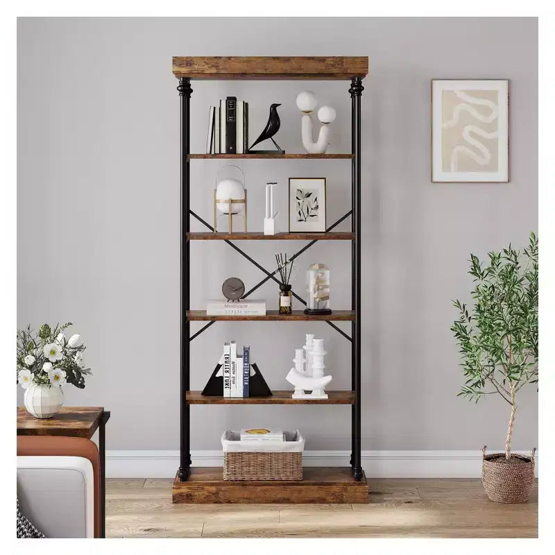 Étagère de rangement à 5 niveaux, étagère de rangement à cadre métallique, étagère autoportante, étagère ouverte pour chambre, salon, bureau à domicile