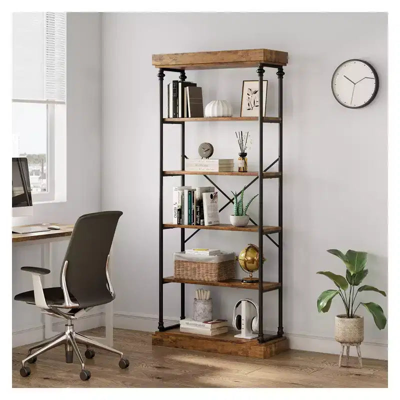 Étagère de rangement à 5 niveaux, étagère de rangement à cadre métallique, étagère autoportante, étagère ouverte pour chambre, salon, bureau à domicile