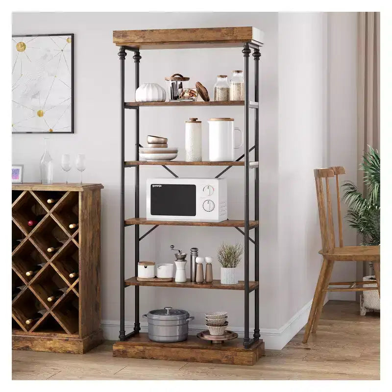 Étagère de rangement à 5 niveaux, étagère de rangement à cadre métallique, étagère autoportante, étagère ouverte pour chambre, salon, bureau à domicile