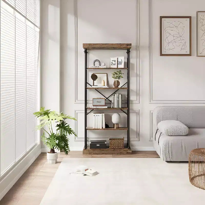 Étagère de rangement à 5 niveaux, étagère de rangement à cadre métallique, étagère autoportante, étagère ouverte pour chambre, salon, bureau à domicile