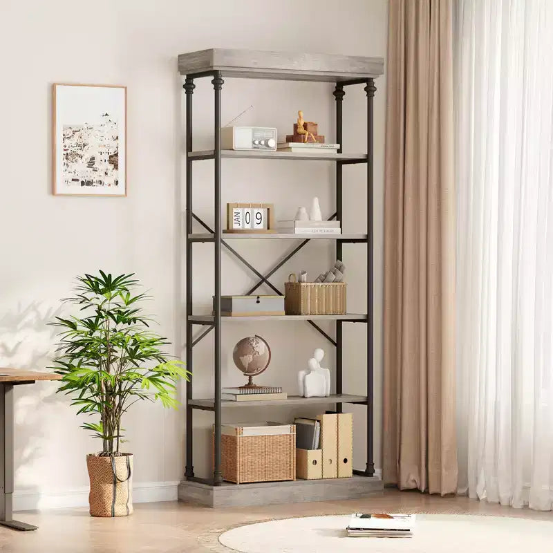 Étagère de rangement à 5 niveaux, étagère de rangement à cadre métallique, étagère autoportante, étagère ouverte pour chambre, salon, bureau à domicile