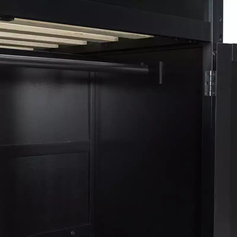 Lit mezzanine de jeu en bois pleine taille avec bureau et armoire, port USB et lumière LED pour chambre d'enfants, d'adolescents et d'adultes