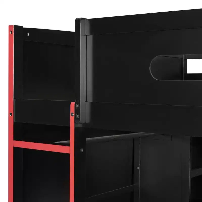 Lit mezzanine de jeu en bois pleine taille avec bureau et armoire, port USB et lumière LED pour chambre d'enfants, d'adolescents et d'adultes
