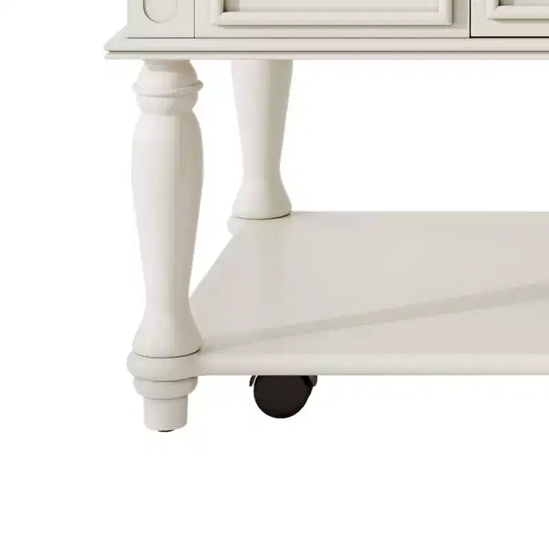 Table basse de style campagnard avec un tiroir, roulettes verrouillables et pieds en bois massif pour salon, gris+blanc