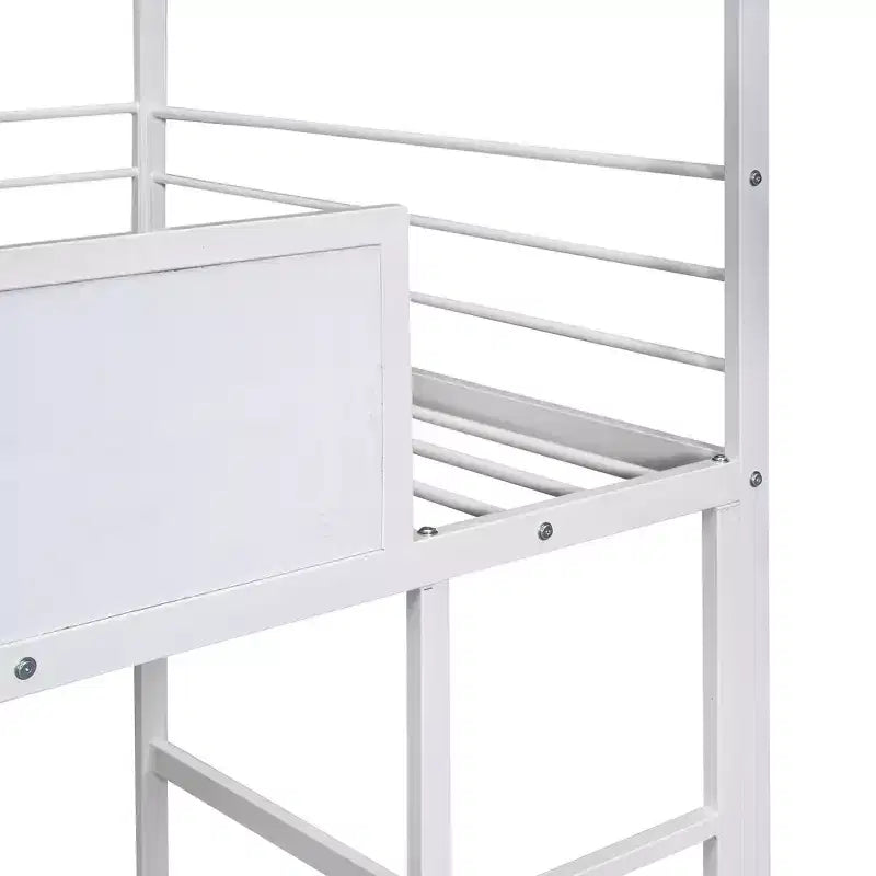 Lit mezzanine double avec toboggan Lit cabane en métal avec toit, Lit mezzanine bas avec tableau en bois inscriptible pour enfants et adolescents