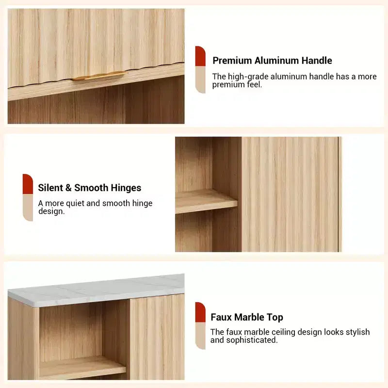 Étagère murale à niveaux, meuble mural de salle de bain moderne avec porte coulissante et étagères réglables, meuble de rangement mural flottant peu encombrant pour cuisine