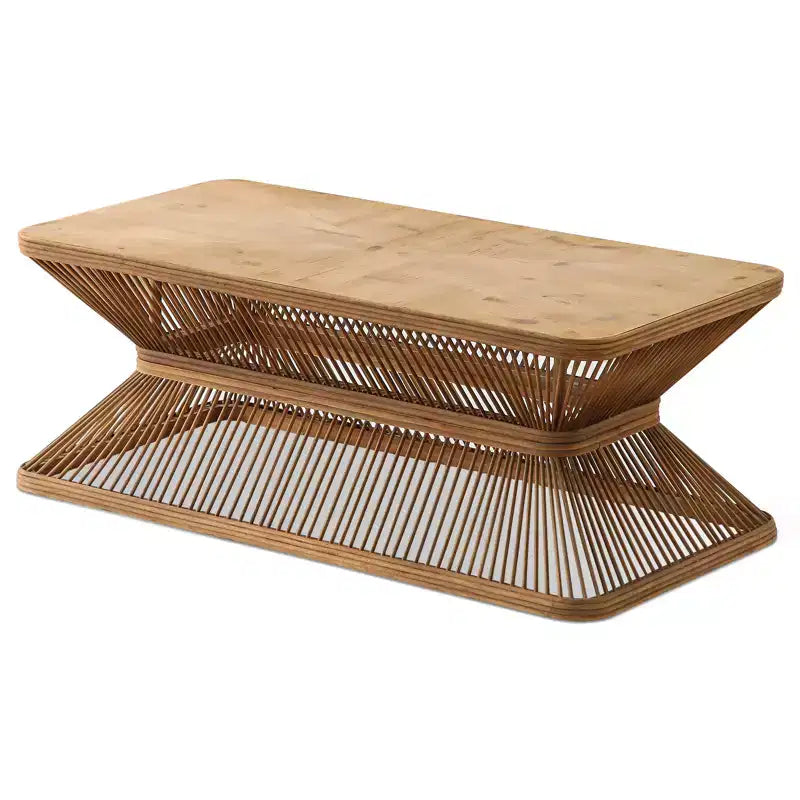 Table basse rectangulaire en bambou de style moderne du milieu du siècle