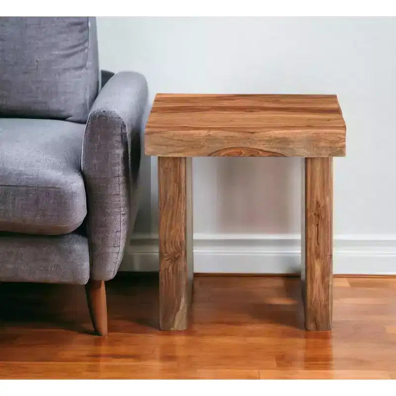 Table d'appoint carrée 22 en bois massif noir et marron