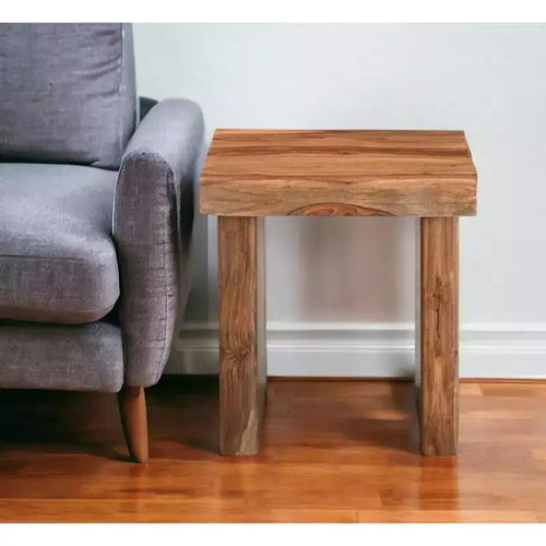 Table d'appoint carrée 22 en bois massif noir et marron