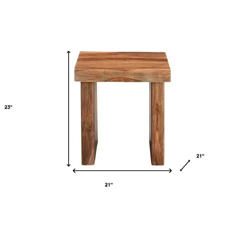 Table d'appoint carrée 22 en bois massif noir et marron
