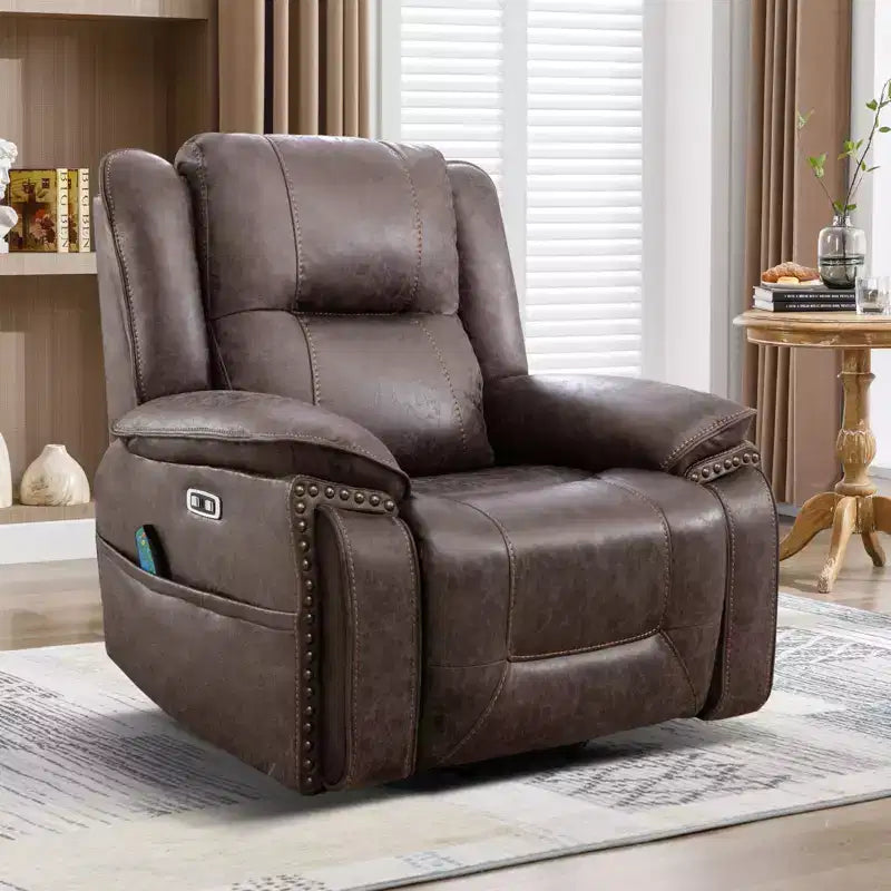 Fauteuil inclinable massant et releveur avec chauffage et vibrations, fauteuil inclinable rembourré avec porte-gobelet, pochette de rangement, port USB pour salon