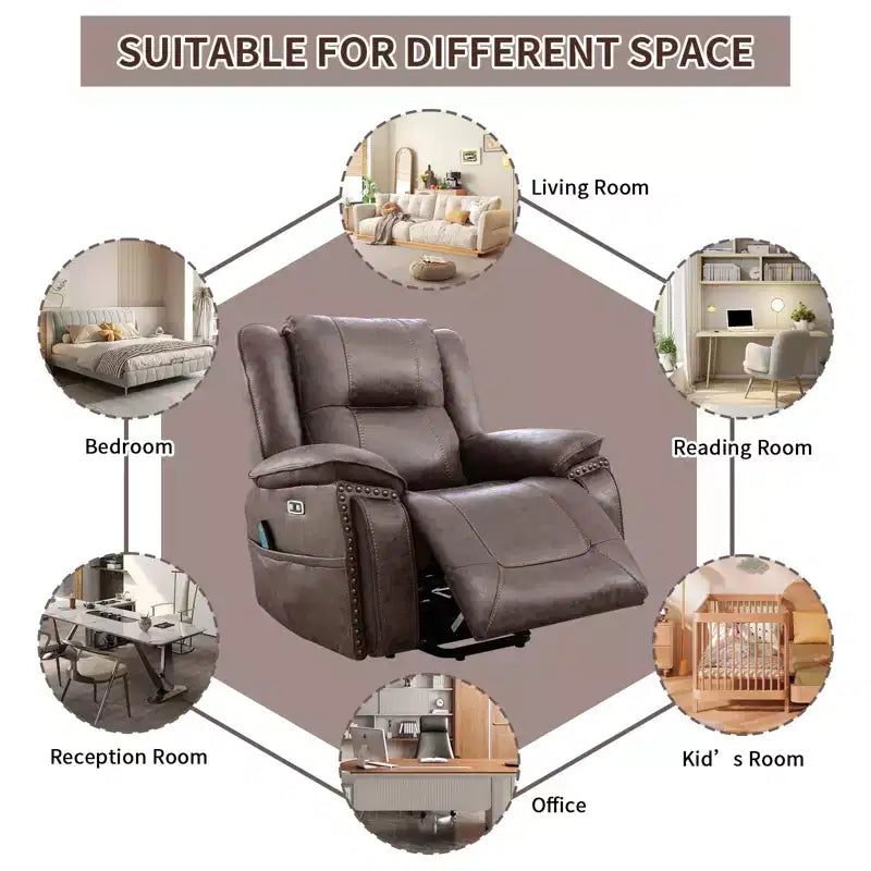 Fauteuil inclinable massant et releveur avec chauffage et vibrations, fauteuil inclinable rembourré avec porte-gobelet, pochette de rangement, port USB pour salon