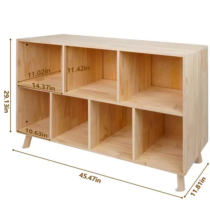 Meuble de rangement 7 compartiments en pin massif, pour jouets/décoration intérieure, étagère murale moderne en bois