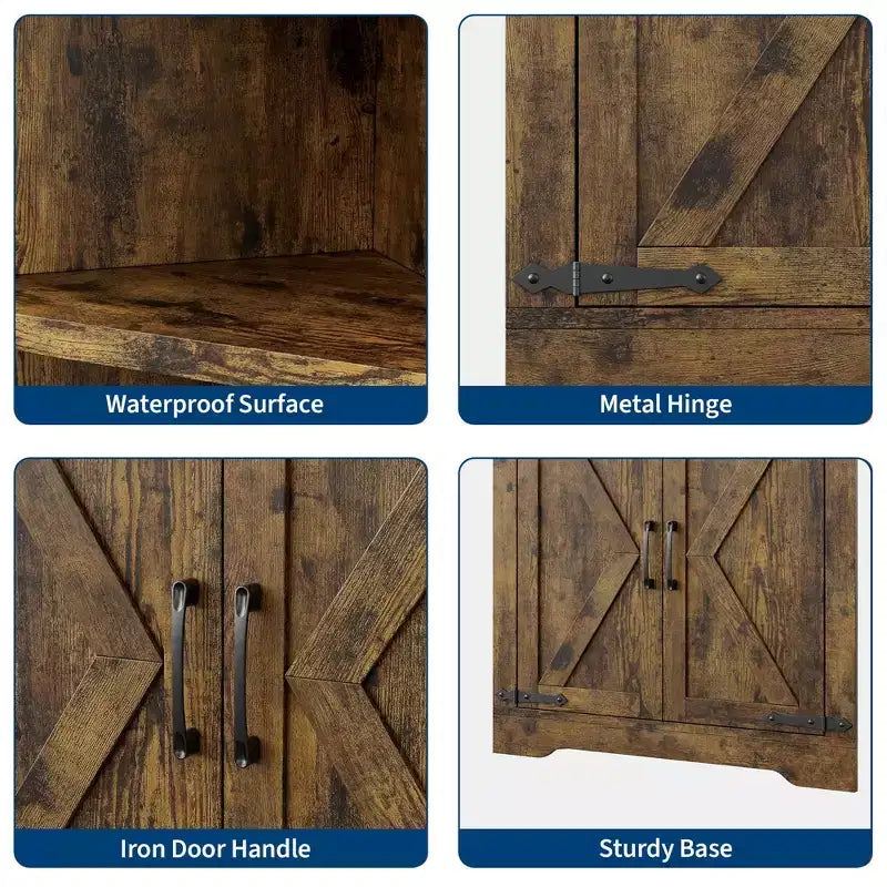 Meuble de rangement d'angle haut de 66,9 po style ferme, avec porte en verre et étagères réglables, parfait pour le salon, la cuisine et la salle de bain