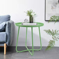 AEELLEEA Small Round Metal Outdoor Side Table  Weatherproof End Table for Patio, Garden, Yard, Porch, and Balconyide, Green