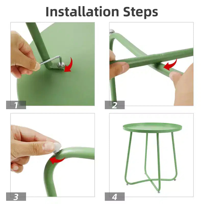 Petite Table d'appoint Extérieure Ronde en Métal Résistante aux Intempéries pour Patio, Jardin, Cour, Porche et Balcon, Verte