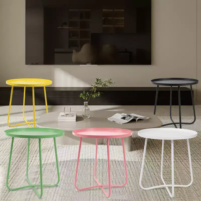 Petite Table d'appoint Extérieure Ronde en Métal Résistante aux Intempéries pour Patio, Jardin, Cour, Porche et Balcon, Verte