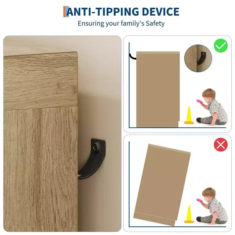 Armoire basse penderie de 43,3 po avec tringle de suspension et 4 tiroirs de rangement, organisateur de placard en bois autoportant à 2 portes pour chambre à coucher