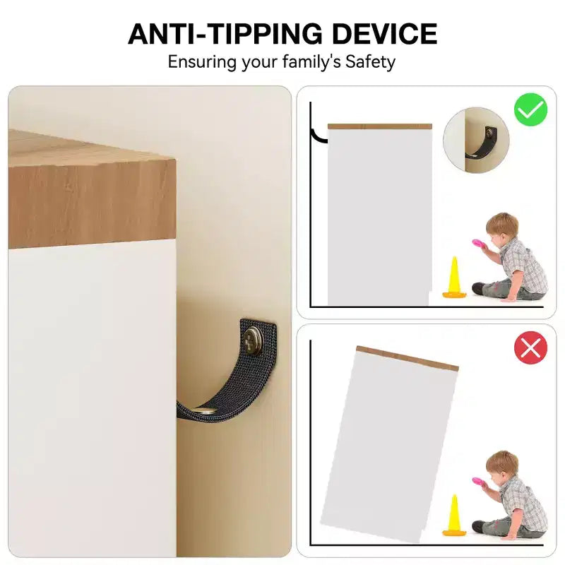 Armoire basse penderie de 43,3 po avec tringle de suspension et 4 tiroirs de rangement, organisateur de placard en bois autoportant à 2 portes pour chambre à coucher