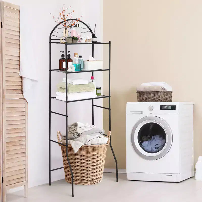 Étagère de rangement de salle de bain 3 niveaux en métal à poser au-dessus des toilettes, organisateur autoportant peu encombrant pour serviettes et articles de toilette