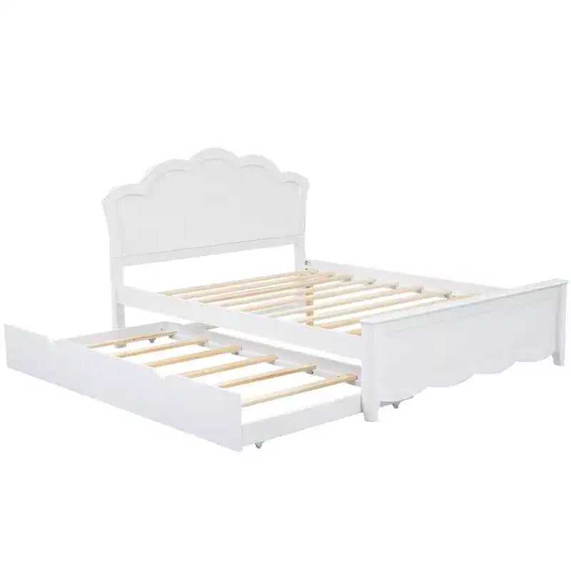 Lit plateforme Queen avec lit gigogne double, assemblage facile
