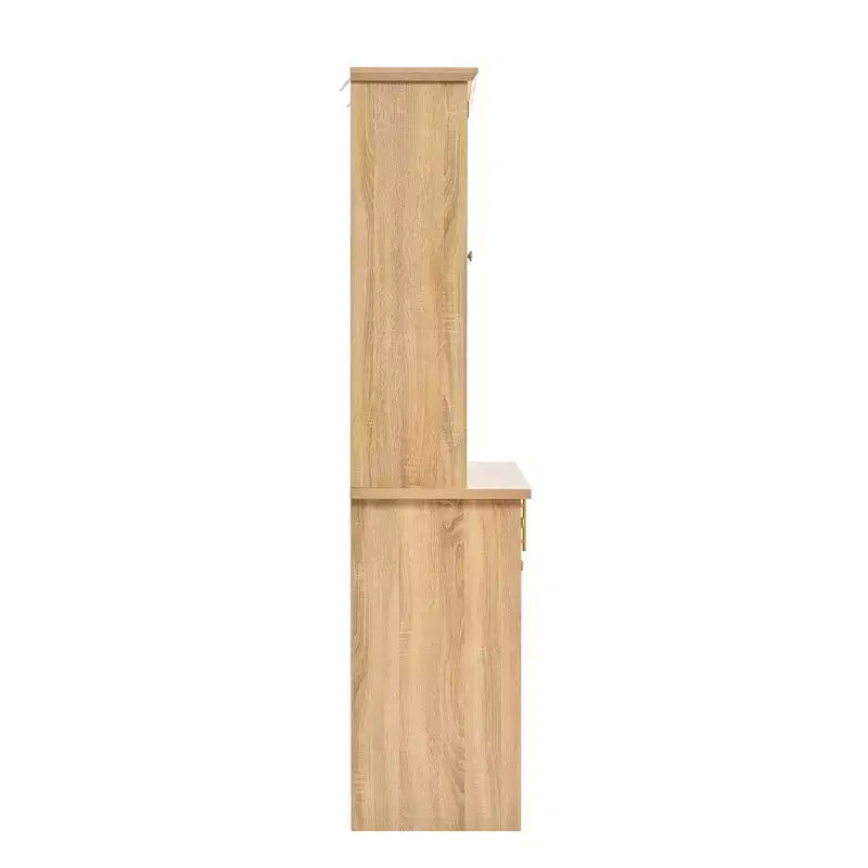 Buffet de ferme autoportant avec huche, armoire de rangement haute de cuisine avec casier à vin et étagères réglables pour salle à manger
