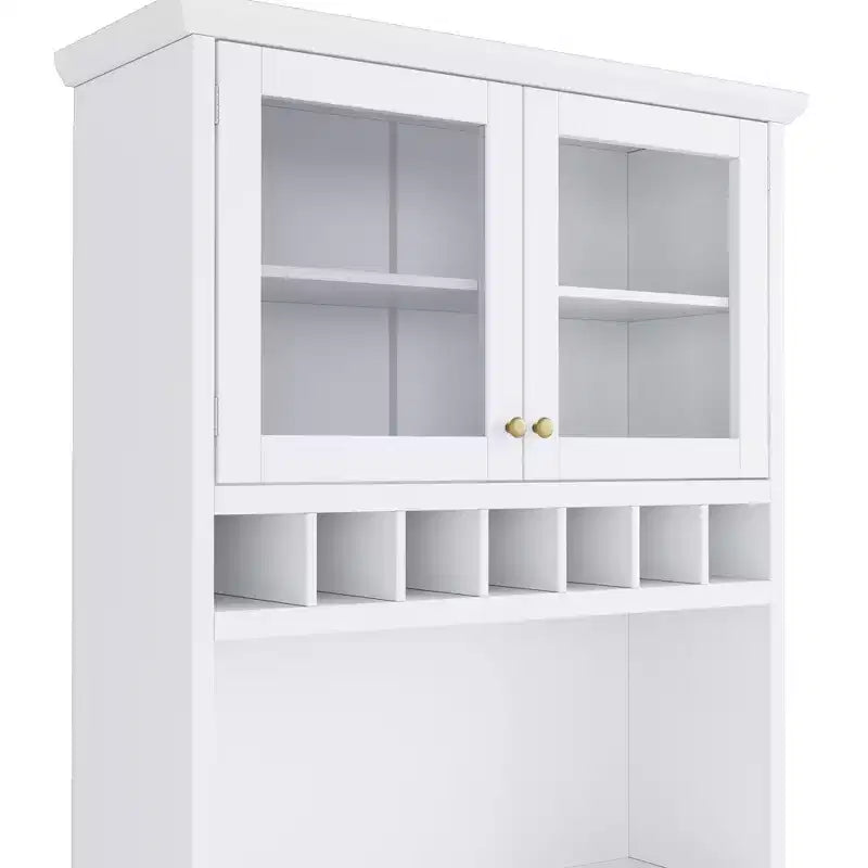 Buffet de ferme autoportant avec huche, armoire de rangement haute de cuisine avec casier à vin et étagères réglables pour salle à manger